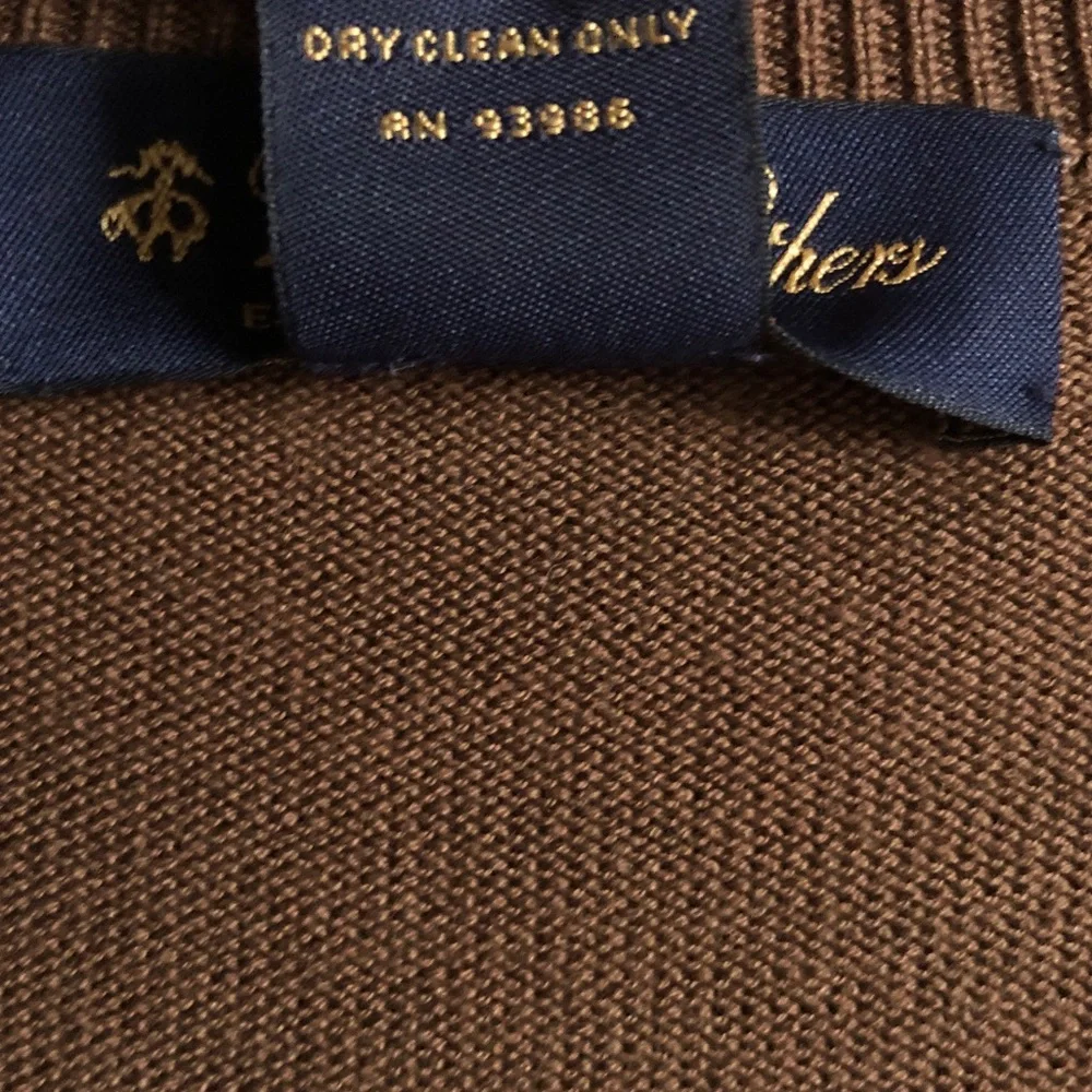 Brooks Brothers Mens V Neck Cotton Silk Sweater Large